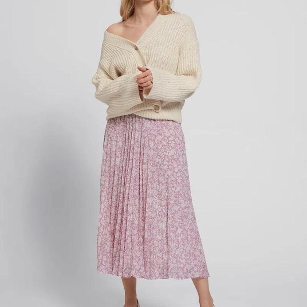& Other Stories A-line pleated floral skirt size 6